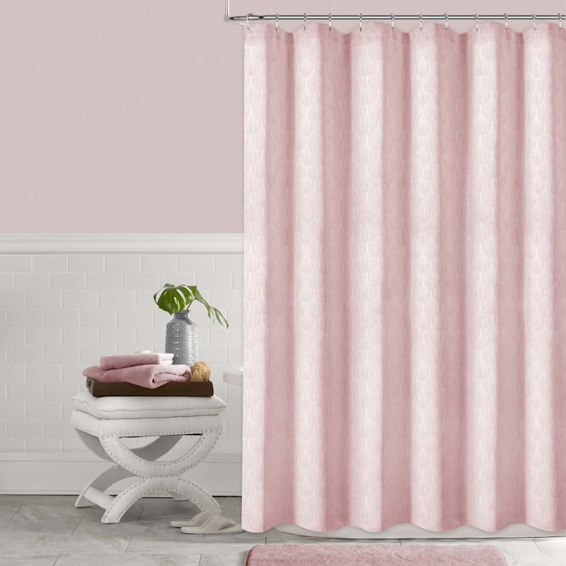 Laila Ali Rooney Drop Jacquard Pink Shower Curtain, 72"