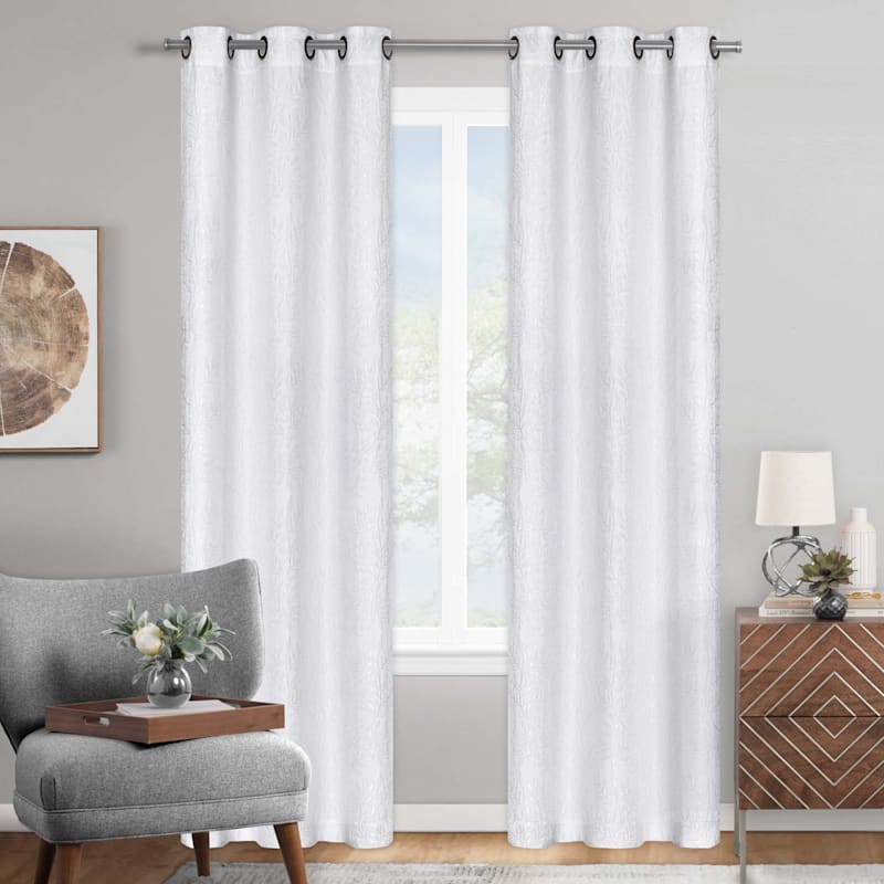 White Ivy Leaf Light Filtering Curtain Panel, 84"