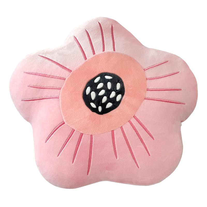 Pink Flower Plush Throw Pillow