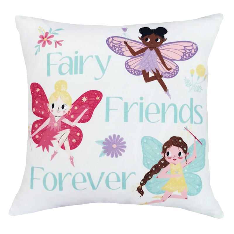 Fairy Friends Printed Throw Pillow, 16"