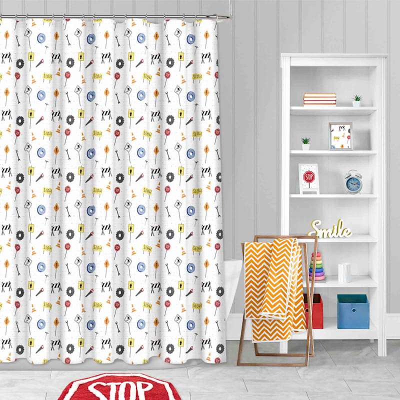 Construction Sign Shower Curtain, 72"