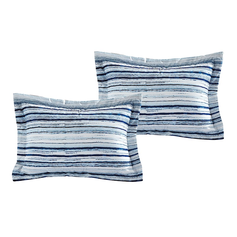 Tracey Boyd 8-Piece Naledi Blue Striped Comforter Set, Queen