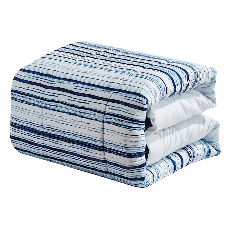 Tracey Boyd 8-Piece Naledi Blue Striped Comforter Set, King