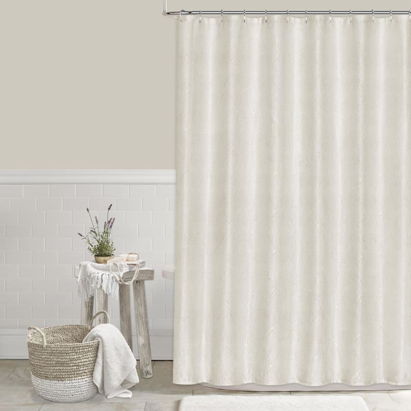 Ty Pennington Breezy Bay Woven Tan, White And Tan Shower Curtain