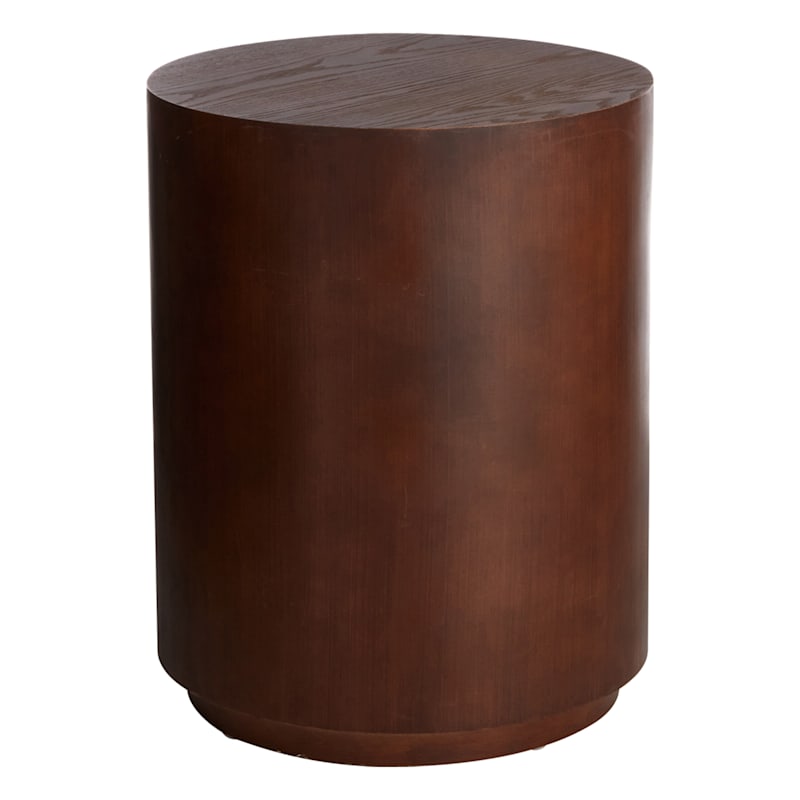 Winslow Round Wooden End Table, Brown
