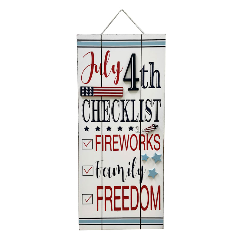 July 4th Checklist Leaner Sign, 23"