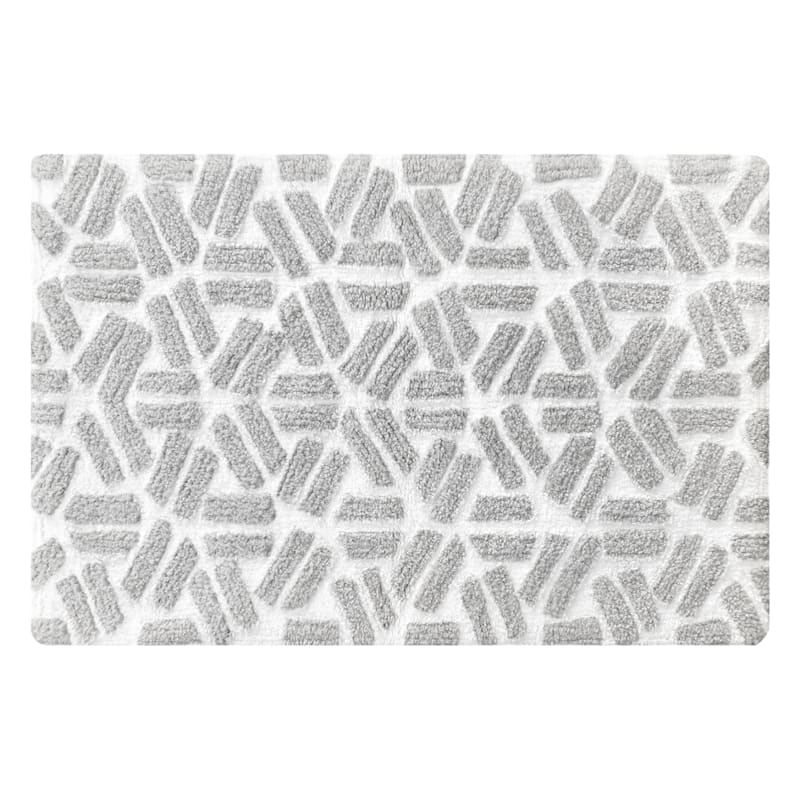 Tufted Pattern Bath Rug White/Grey | At Home