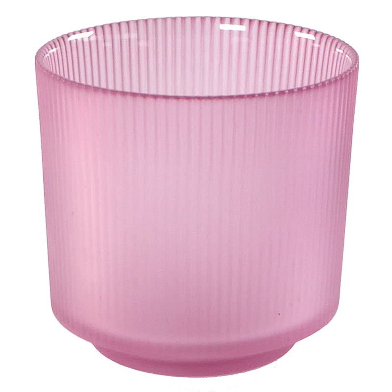 Laila Ali Light Pink Ribbed Glass Votive Holder, 4"