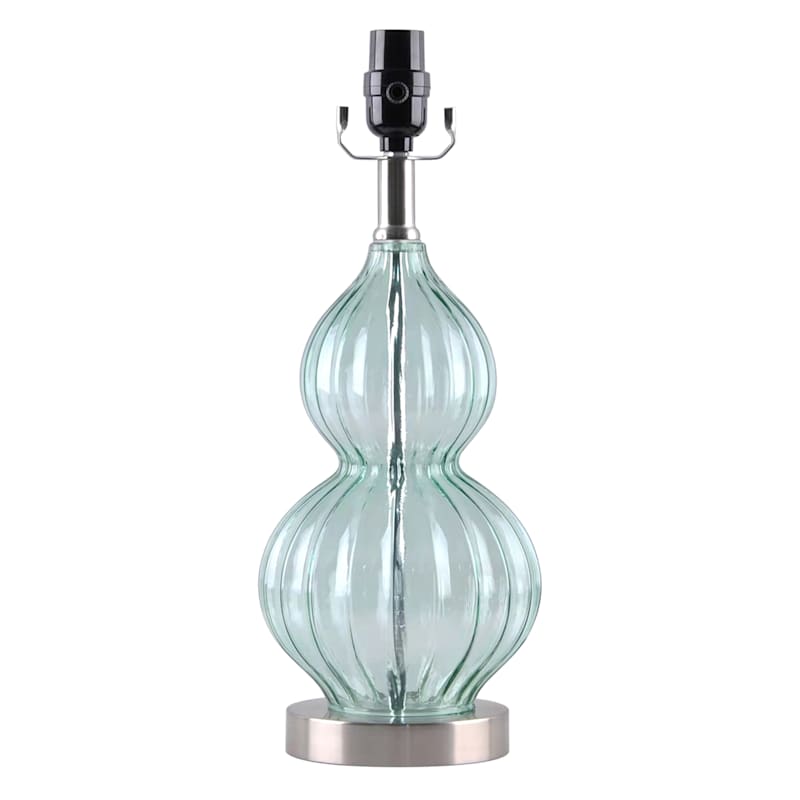 Grace Mitchell Ribbed Green Glass Accent Lamp, 16.5"