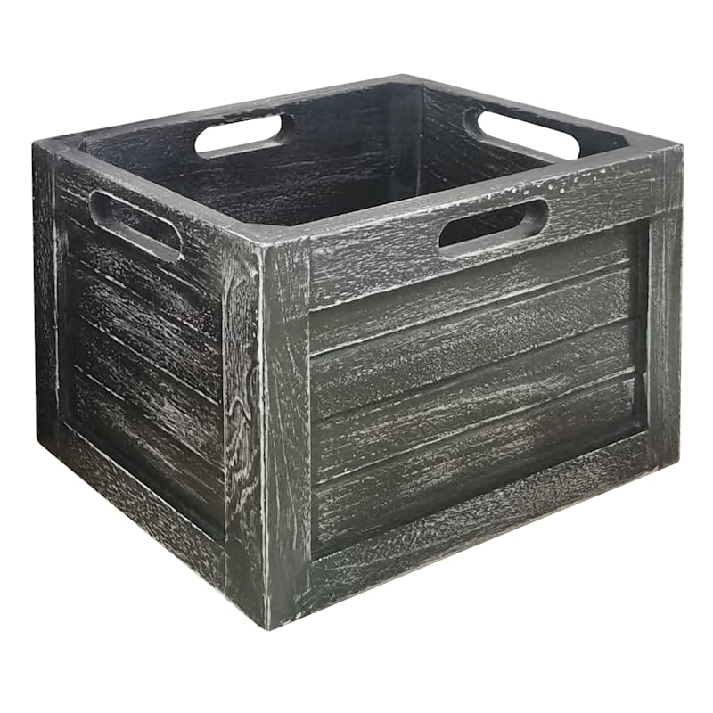 Black Wash Wooden Crate, Large