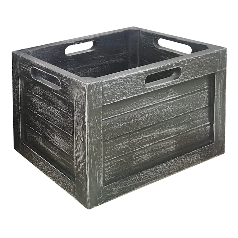 Black Wash Wooden Crate, Small