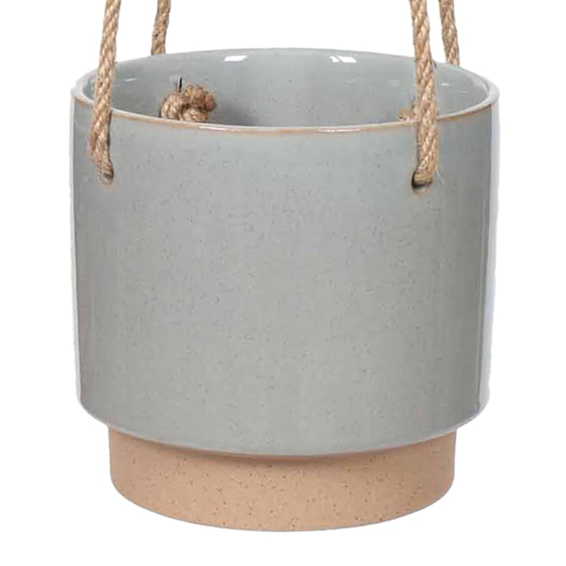 Indoor Hanging Grey Stoneware Pot, 5.5"