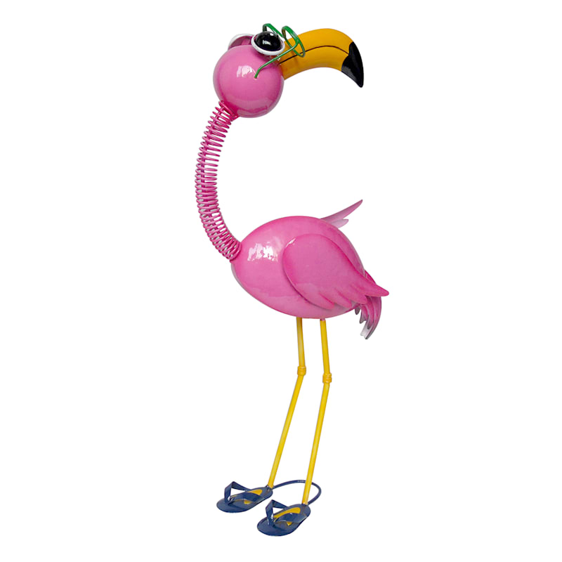 Outdoor Flamingo with Glasses Figurine, 16"
