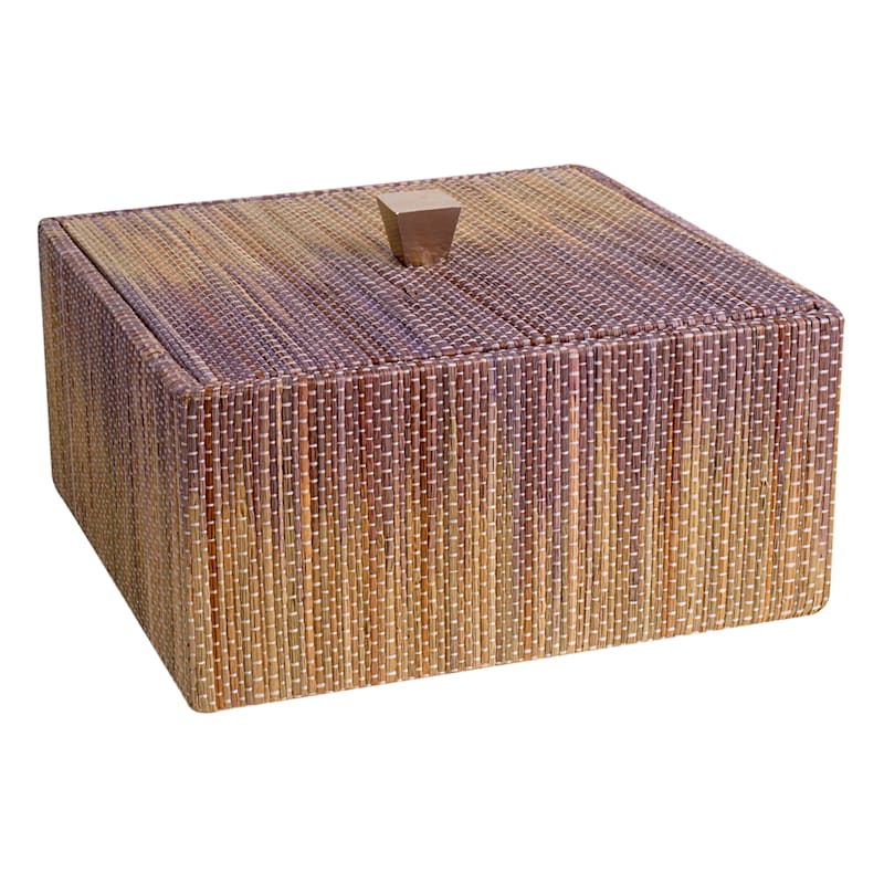 Grace Mitchell Lilac Woven Seagrass Box with Lid, 7.5"