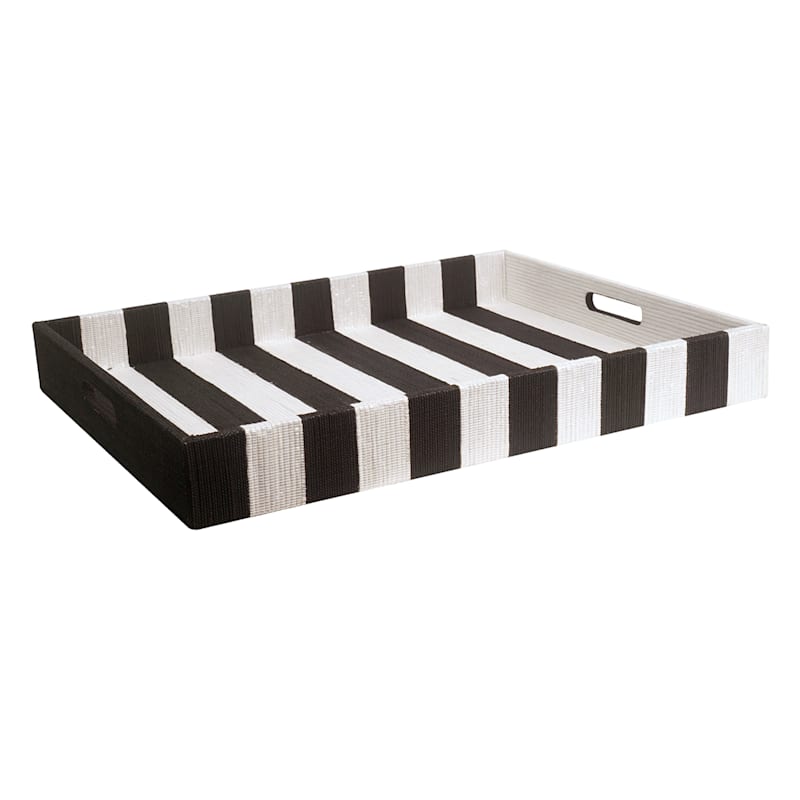 Black & White Woven Decorative Tray, 24x19