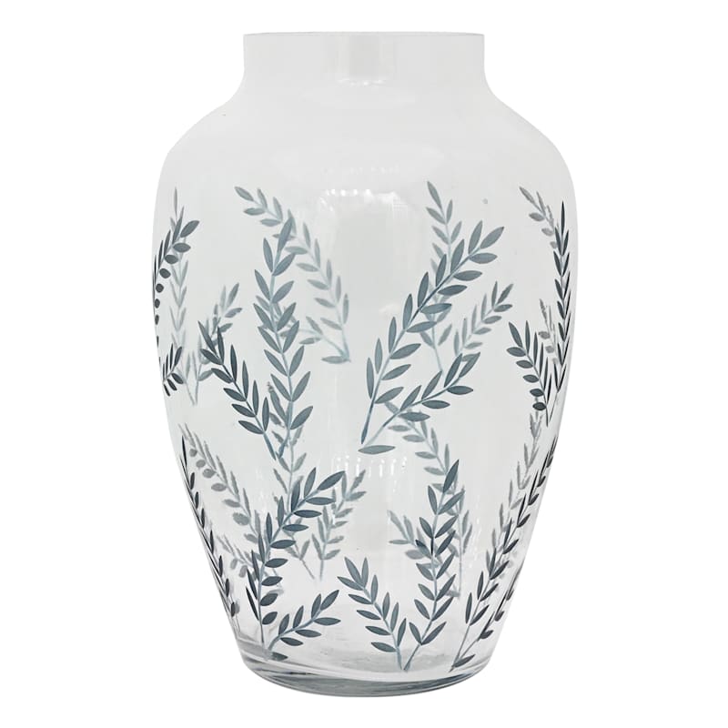 Glass Leaf Design Vase, 12"