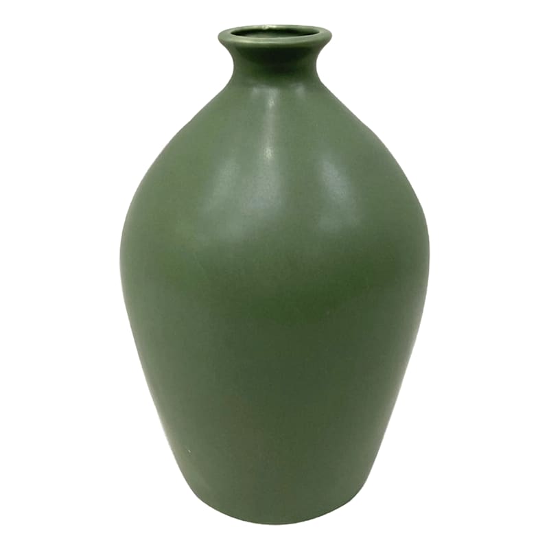 Green Ceramic Vase, 8"