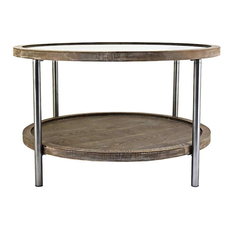 Hudson Glass-Top Round Coffee Table