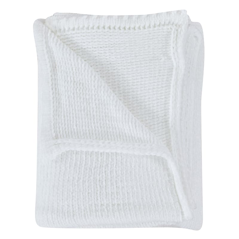 White Chenille Throw Blanket, 50x60