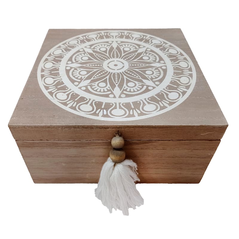 7X8 Decorative Wood Box With Tassle