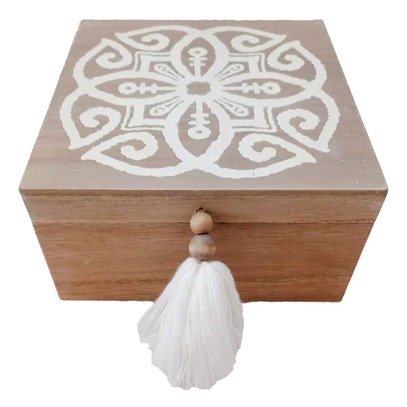 7X6 Decorative Wood Box With Tassle