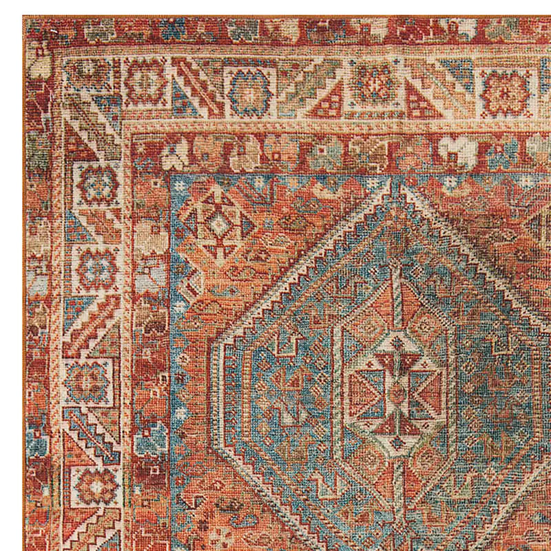 (D570) Freya Red Multi Medallion Washable Accent Rug , 3x5 At Home