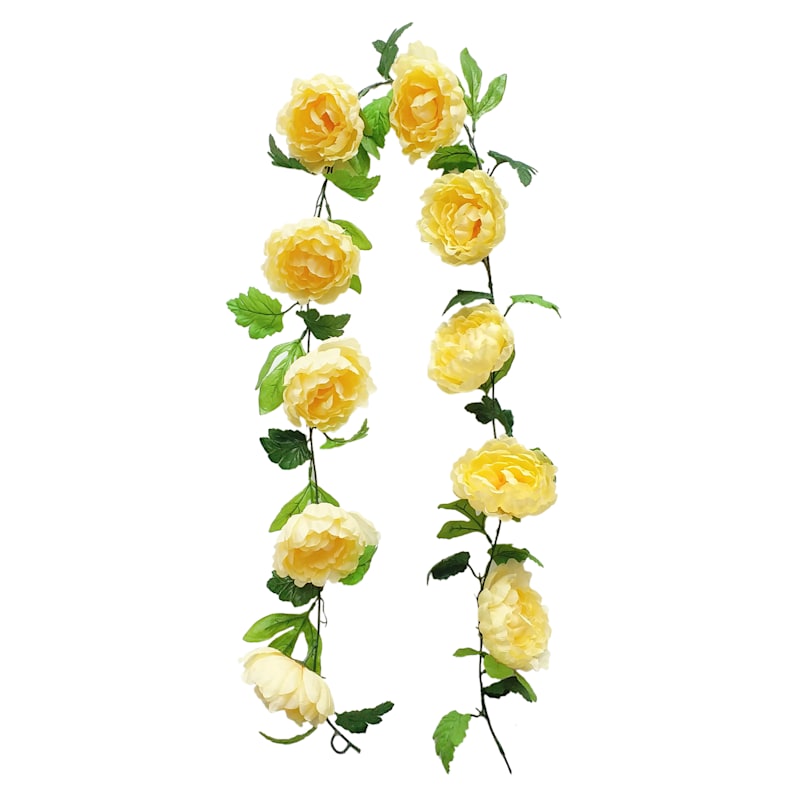 Yellow Peony Floral Garland, 72"
