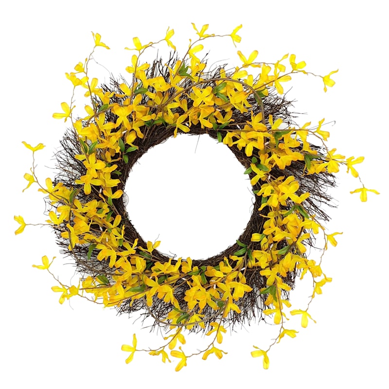 Yellow Forsythia & Vine Wreath, 24"