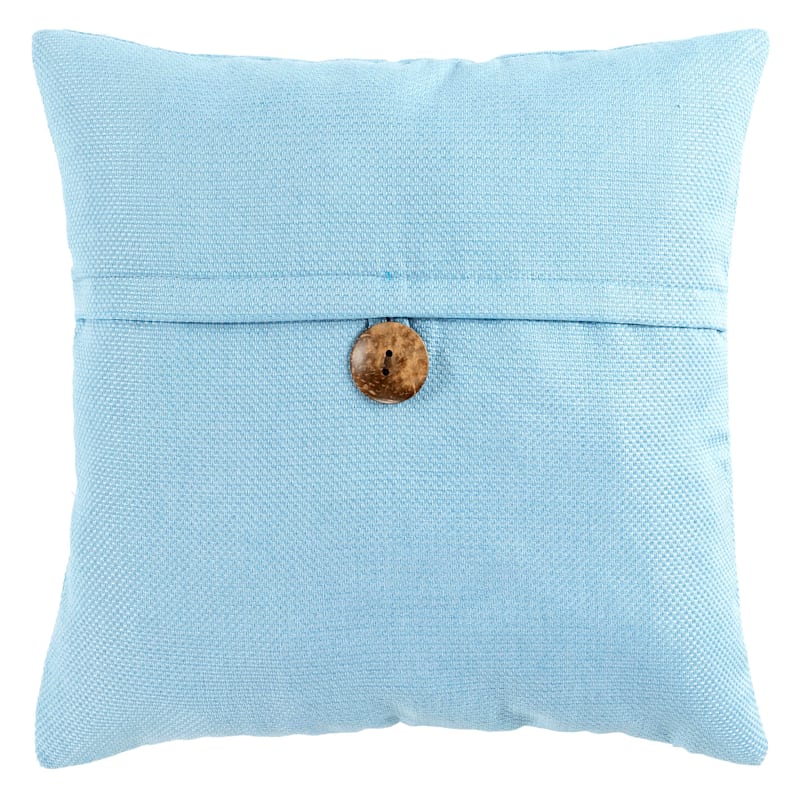 Clayton Light Blue Coconut Button Throw Pillow, 20"