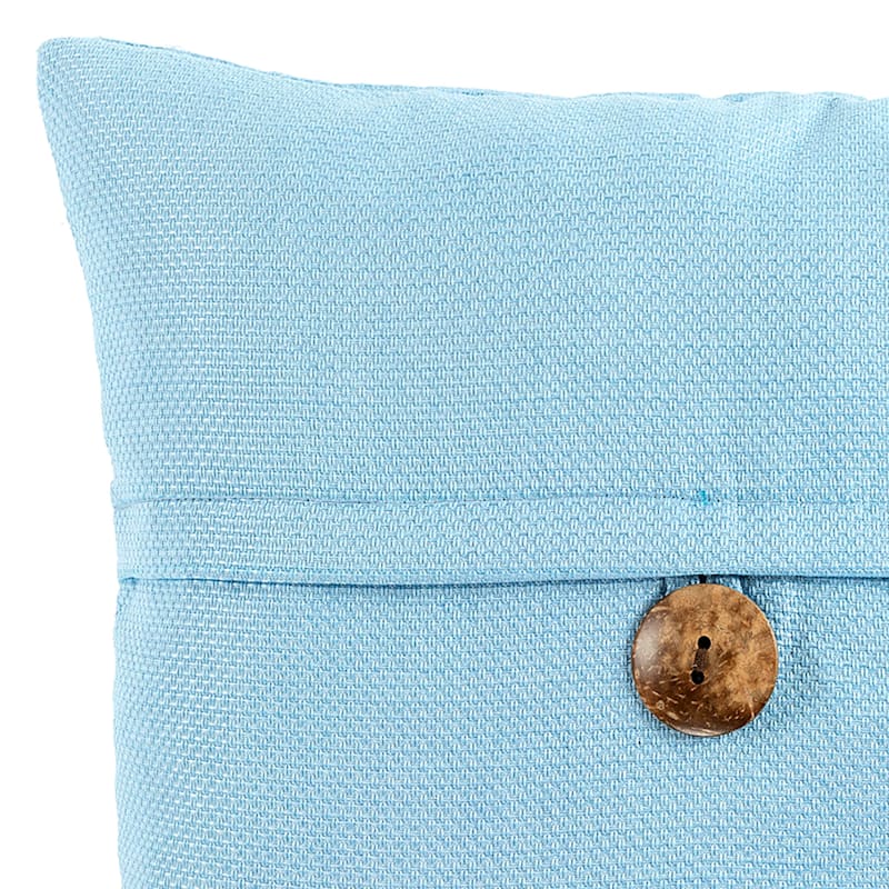 Clayton Light Blue Coconut Button Throw Pillow, 20"