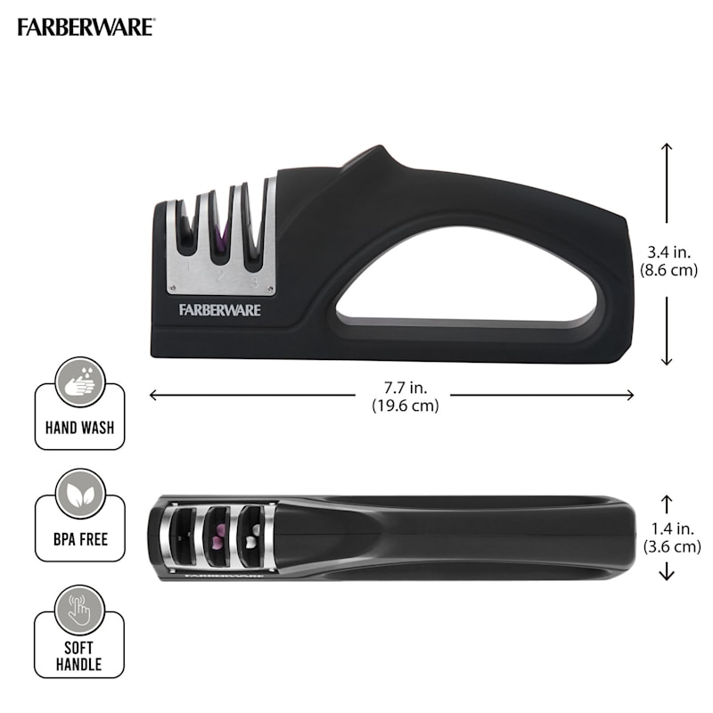 Farberware Edgekeeper 3-Stage Knife Sharpener, Black