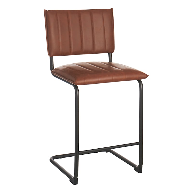 Luka Faux Leather Counter Stool, Light Brown