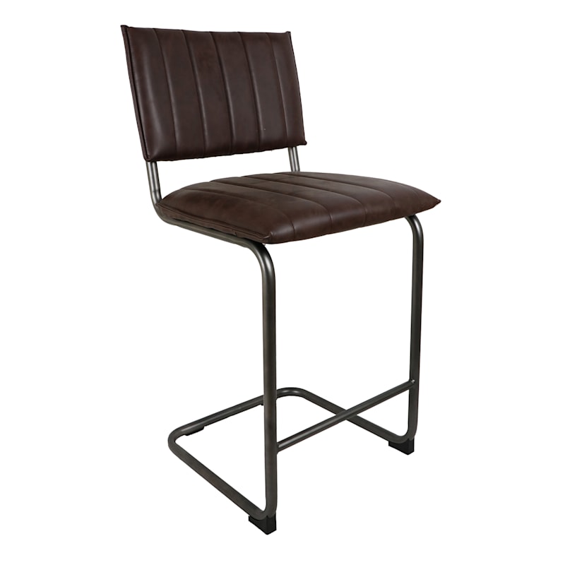 Luka Faux Leather Counter Stool, Dark Brown Kd