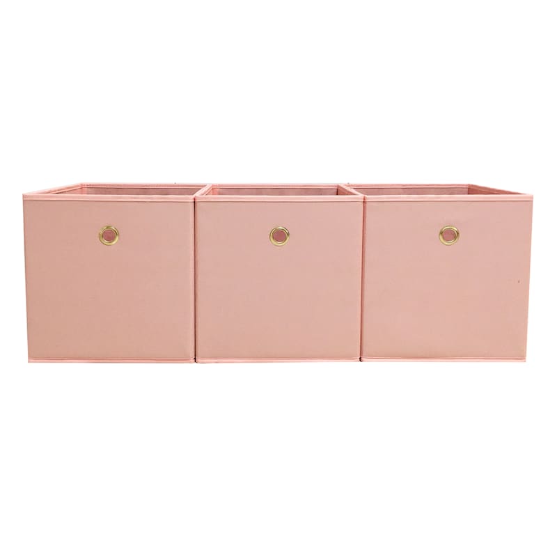 3-Pack Fabric Storage Cube, Pearl Blush Pink