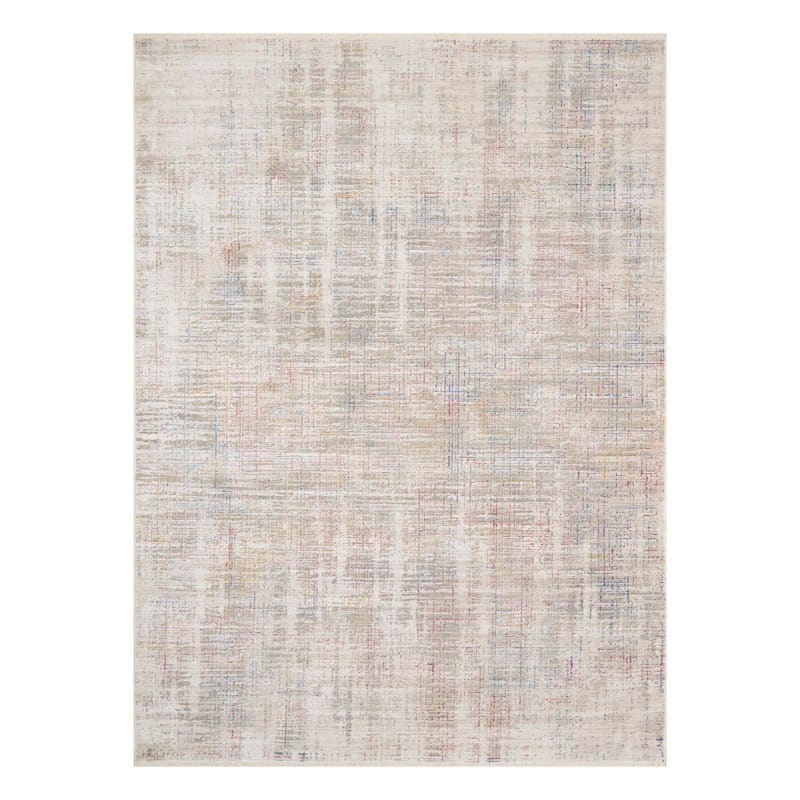 (B768) Ellie Taupe Abstract Area Rug, 8x10