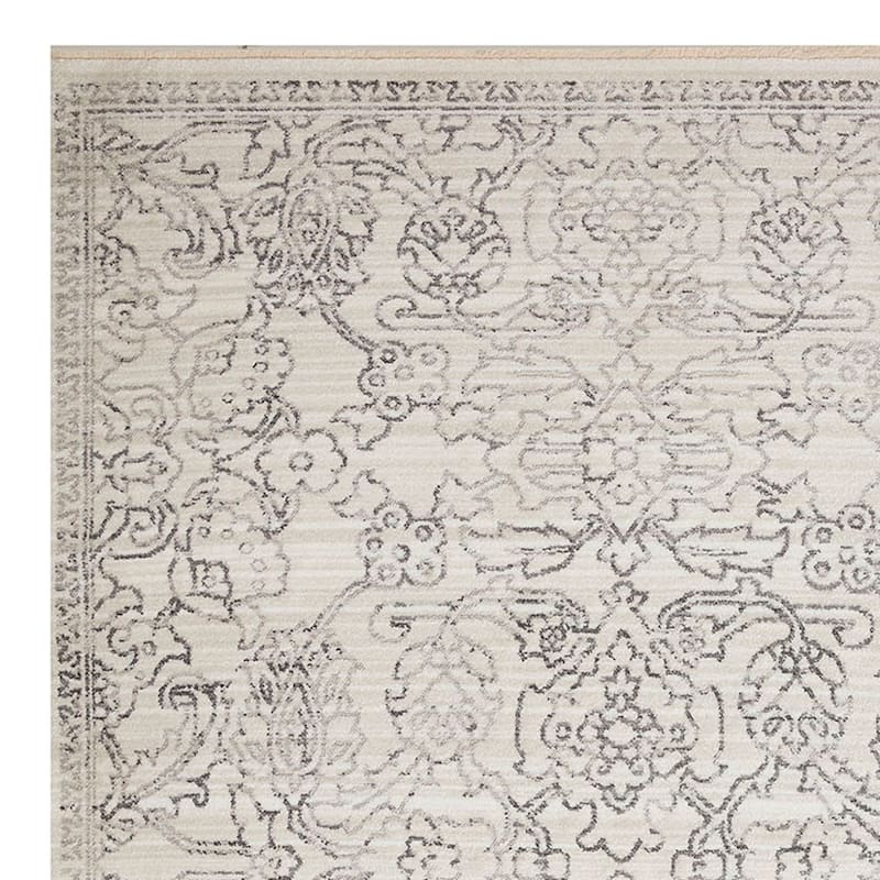 (B762) Cypress Ivory Floral Area Rug, 5x7