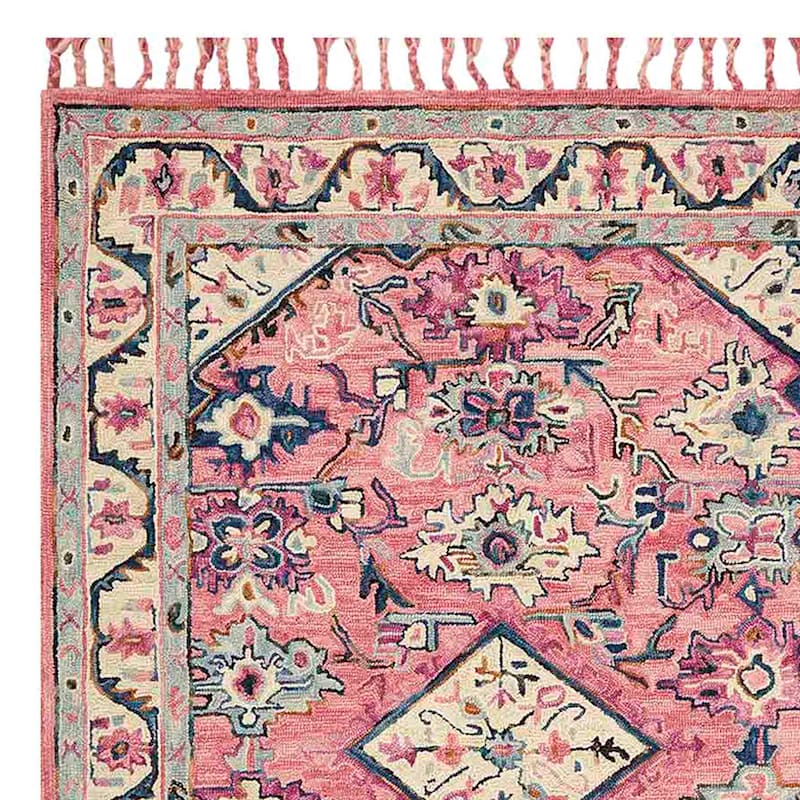 (A478) Moya Pink Multicolor Tassel Area Rug, 8x10