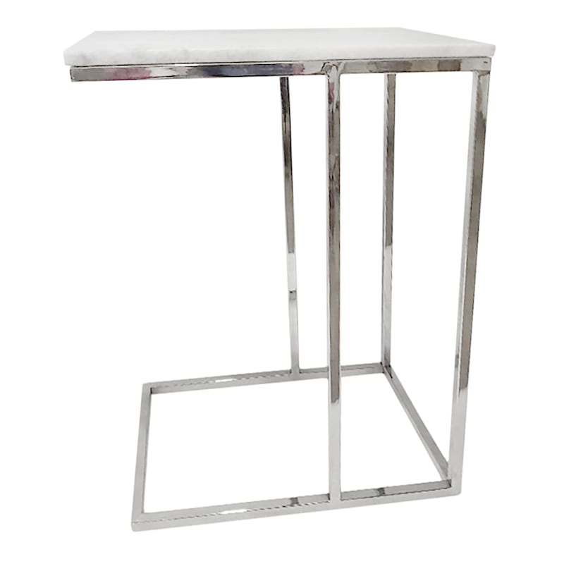 Laila Ali Marbled-Top Silver C-Table