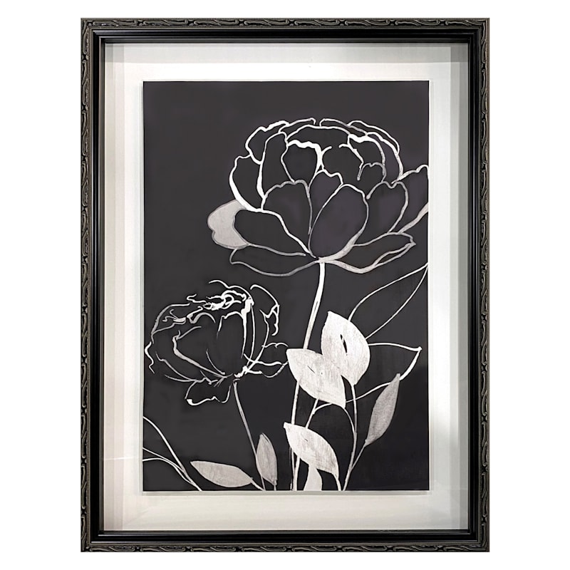 Glass Framed Floral Print Wall Art, 20x26