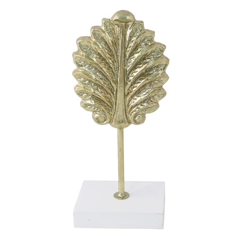 Gold Leaf with White Base Figurine, 11"