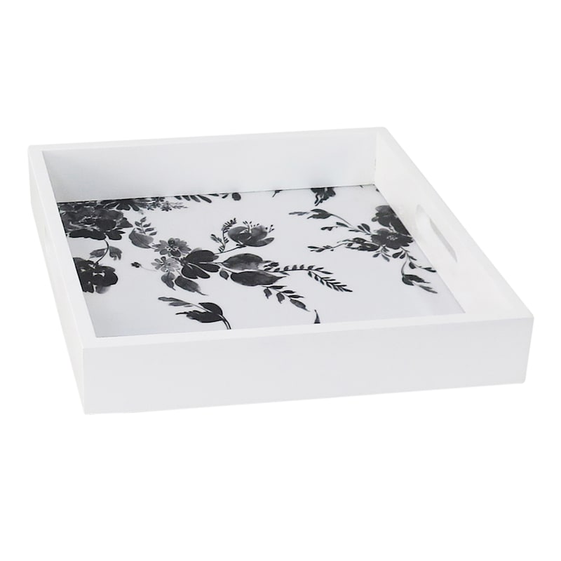 Black & White Printed Decorative Tray, 12"
