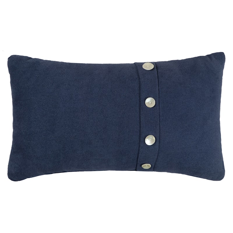Ty Pennington Navy Woven Throw Pillow with Buttons, 14x24