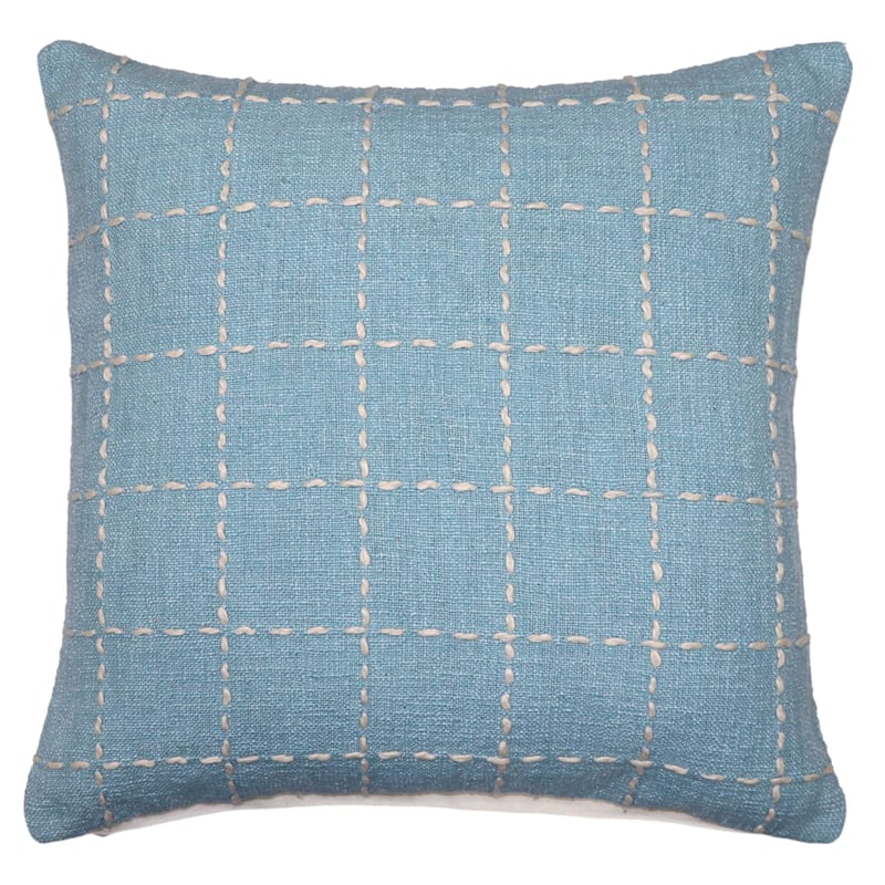 Ty Pennington Embroidered Light Blue Throw Pillow, 20"
