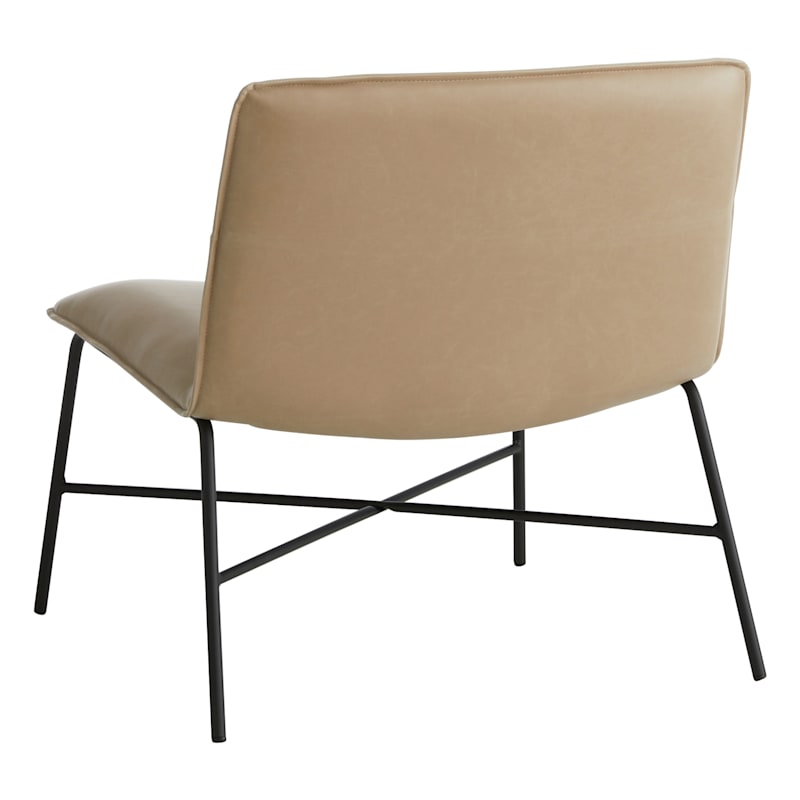 Grey faux sales leather accent chair