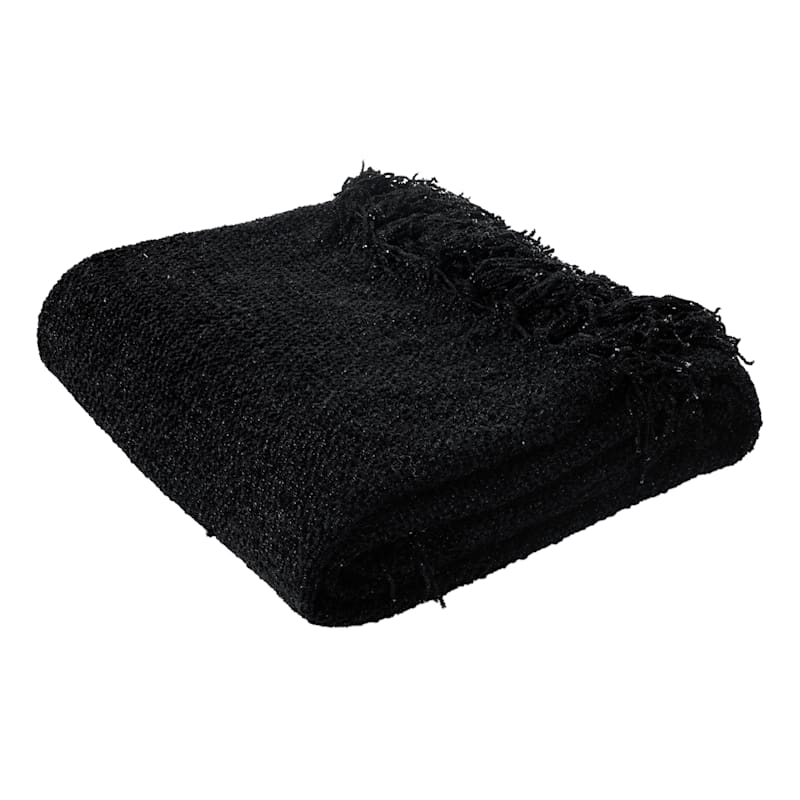 Black Chenille Throw Blanket, 50x60