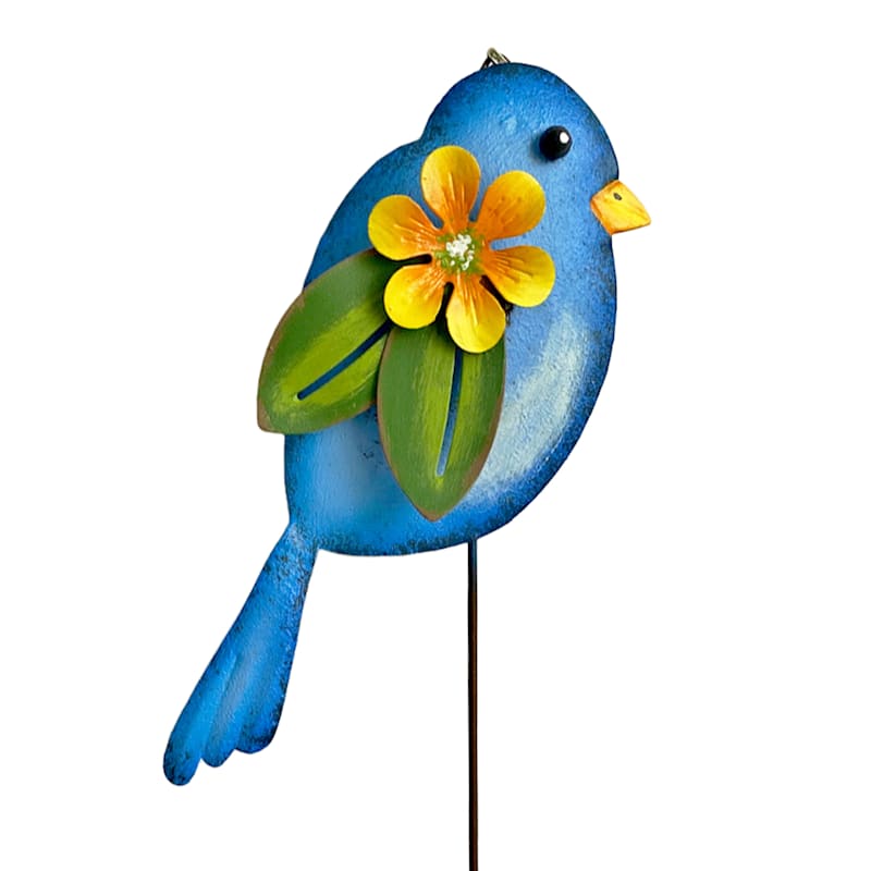 Blue Bird with Flower Yard Pick, 15