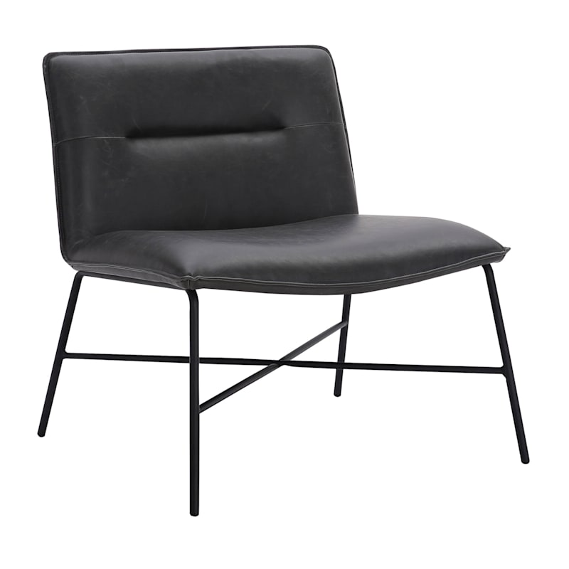 Zoey Faux Leather Accent Chair, Black
