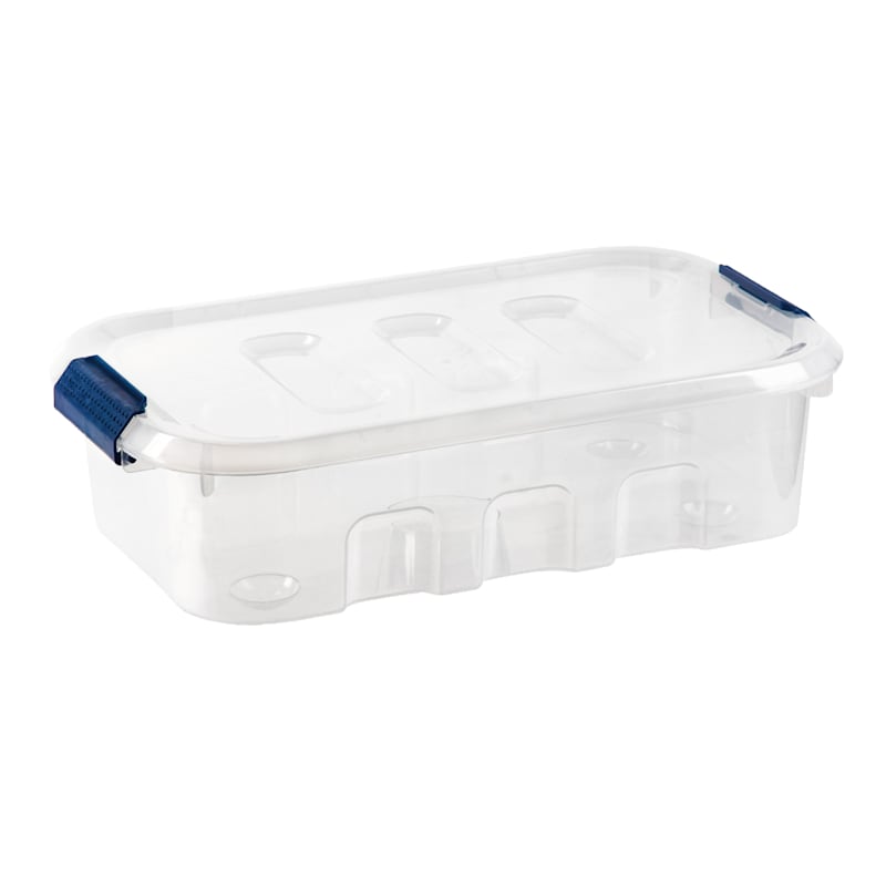 Clear Storage Bin with Blue Latch Lid, 8L, Sold by at Home