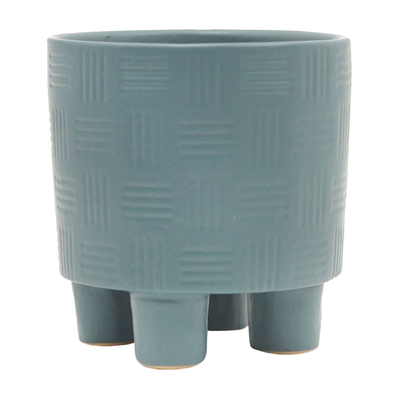 Indoor Mod Navy Blue Footed Ceramic Pot, 4"