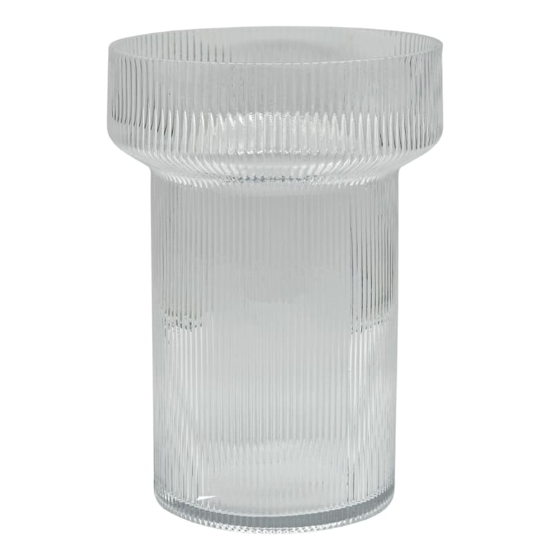 Clear Ribbed Plastic Glass
